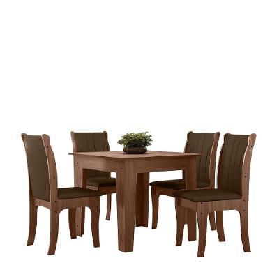 Conjunto Isabel Mesa 0,90 Com 04 Cadeiras Amendoa 04a