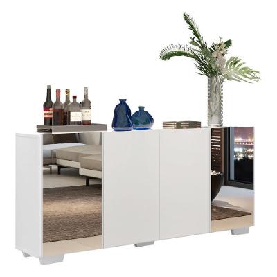 Aparador Buffet 4 Portas Com Espelho E Pés Quadrados Vegas V3563 Branco Branco