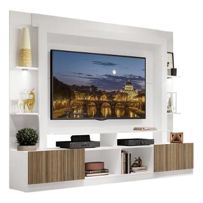 Estante Tv 65" Com Leds Berlim Multimóveis V3392 Branca/Madeirada Branco/Madeirado