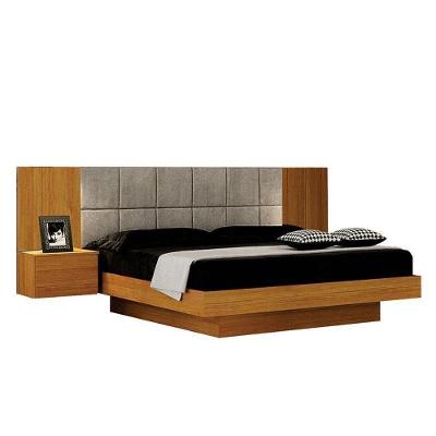 Cama De Casal Braga Queen Size Com Criado E Cabeceira Cinamomo Joli Palha ? Leifer Móveis