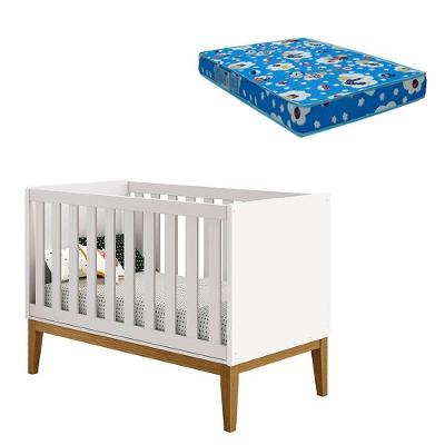 Berço Americano New Classic Branco Com Pés Madeira E Colchão ? Reller
