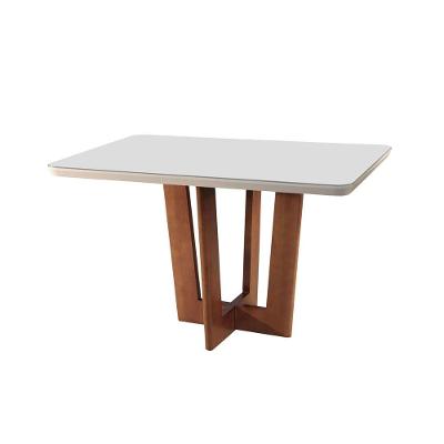 Mesa Patros 120 Cm Madeira E Vidro Mobillare