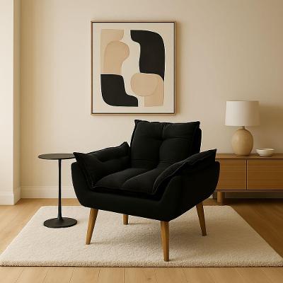 Poltrona Luxo Para Recepção Veludo Sala Espera Clínica Estética preto
