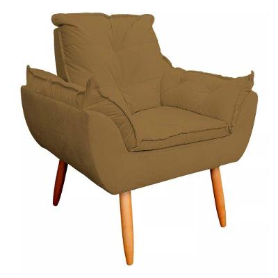 Kit 02 Poltrona Sofá Decorativa Veludo Pés Palito Luxo Reforçada Click capuccino