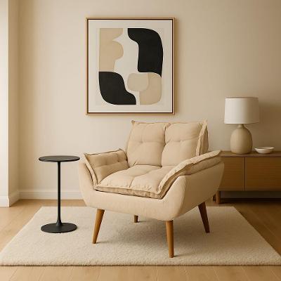 Poltrona Luxo Para Recepção Veludo Sala Espera Clínica bege