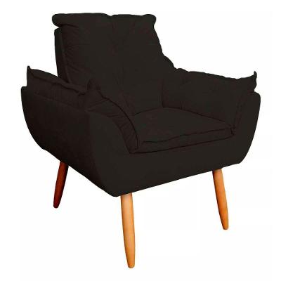 Kit 02 Poltrona Sofá Decorativa Veludo Pés Palito Luxo Reforçada Click preto