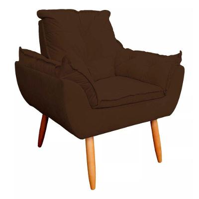 Kit 02 Poltrona Sofá Decorativa Veludo Pés Palito Luxo Reforçada Click marrom