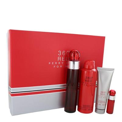 Perf.cx.pres.col.masc.perry Ellis 360 Red 100 Ml Edt+7 Ml Edt+200 Ml Des.+90 Mlsabonete Líq.