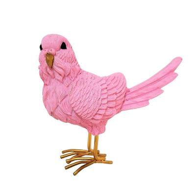 Pássaro Decorativo Rosa E Dourado Em Resina E Metal 16cm - Home Design