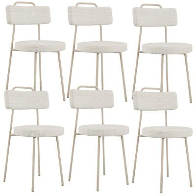 Kit 06 Cadeiras Decorativas Estofada Sala Jantar Barcelona Arena L02 Linho Champagne - Lyam