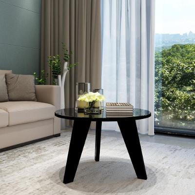 Mesa De Centro Retrô Com Espelho 59Cm Multimóveis Cr45143 Preta Preto