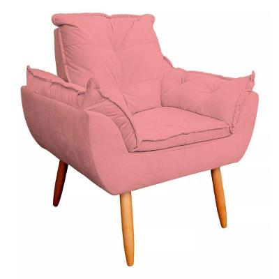 Poltrona Sofá Decorativa Pés Palito Luxo Reforçada Click rosa