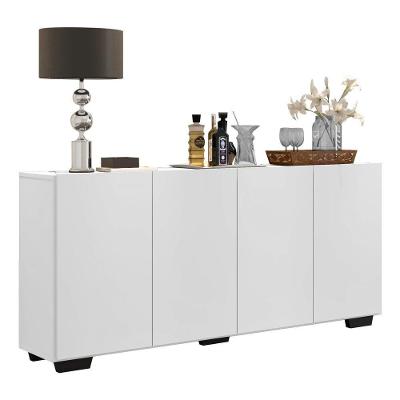Aparador Buffet 4 Portas Com Pés Quadrados Veneza Multimóveis V3557 Branco/Preto Branco/Preto