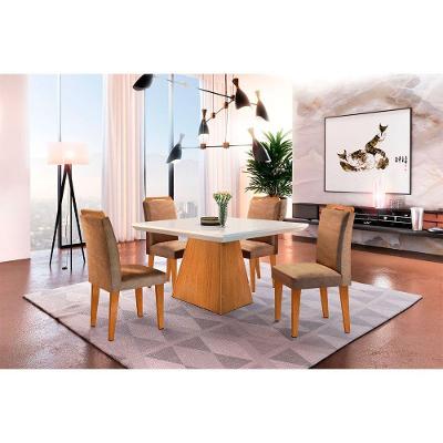 Sala De Jantar Aida 4 Cadeiras 120 Canto Reto