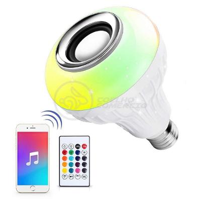 Lâmpada Led 12w E27 Rgb Colorida Com Caixa De Som Bluetooth E Controle Remoto