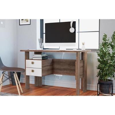 Mesa Escrivaninha Juvenil Msm423 C- 2 Gavetas Rustico-branco - Movelbento