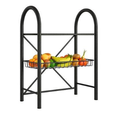 Fruteira 2 Prateleiras S- Granito 1 Cesto Aço Carbono Isla Cromo Preto