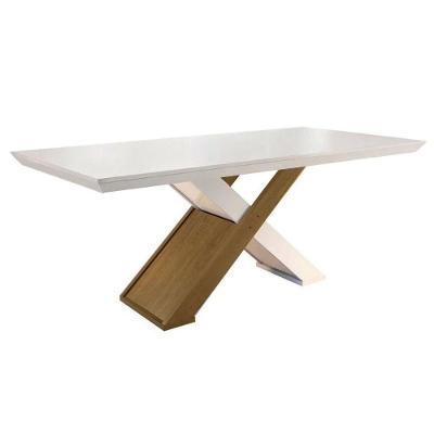 Mesa De Sala Jantar Imperatriz C- Tampo 180x90cm Madeirado Vidro Canto Curvo - Imbuia - Naturale-off White - Rufato