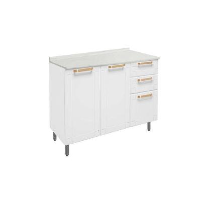 Balcão De Cozinha C- Tampo Colors 6114 C- 3 Portas E 2 Gavetas 105cm Branco - Bertolini