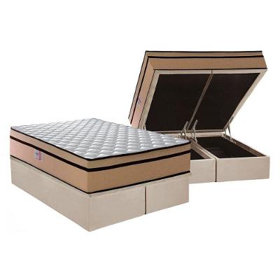 Cama Box Baú Queen: Colchão Anatômico Plumatex D45 Plumatex Selectus 24 + Base Universal Suede Clean Crc(158x198)