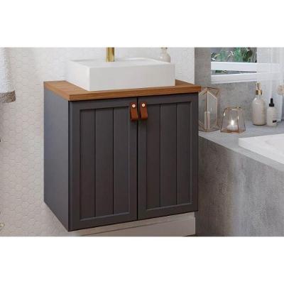 Gabinete De Banheiro Balcão Alure 2 Portas C- Cuba 60cm Titanium-freijo - Mgm