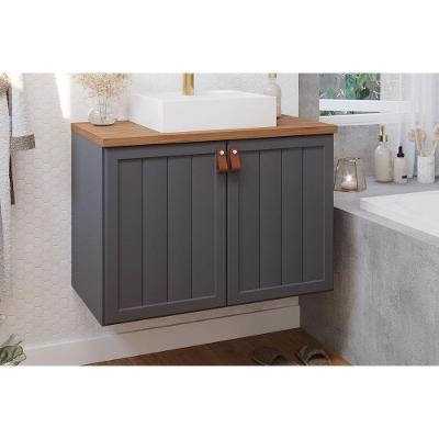 Gabinete De Banheiro Balcão Alure 2 Portas C- Cuba 80cm Titanium-freijo - Mgm