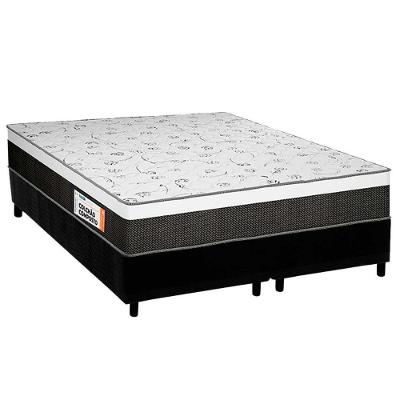 Conjunto Box Queen: Colchão Anatômico Plumatex D28 Falcon Ultra Firme + Base Crc Suede Black (158x198)