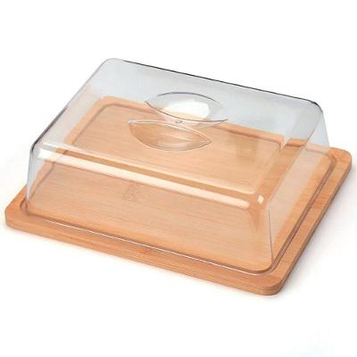 Bandeja De Bambu Retangular Com Tampa - Porta Frios Ou Bolo