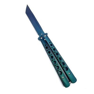 Canivete Butterfly Profissional Corte Aço Inox Bsl-6 Fade Roxo Verde Para Tricks