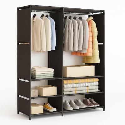 Guarda-roupa Organizador Aberto Em Metal Reforçado Com Prateleiras E Cabideiro
