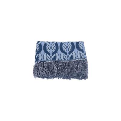 Xale Para Sofá Com Franja Luxor 1 Peça 2,10m X 1,35m 60% Algodão - 40% Poliéster Tecido Jacquard Cor:azul Corrente