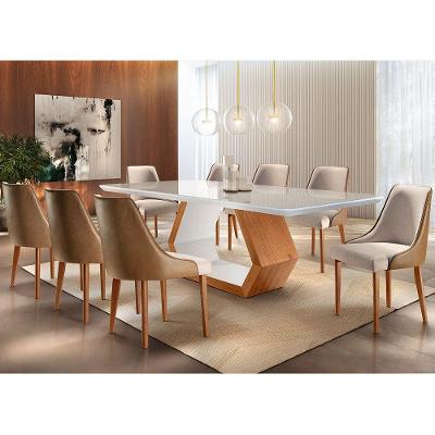 Sala De Jantar Ane 220cm 8 Cadeiras Esmeralda Moderna Off/imbuia Off/turim Caramelo