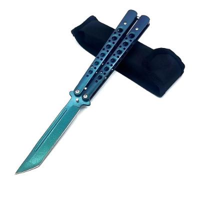 Canivete Butterfly Bsl-6 Corte Fade Roxo Verde Para Tricks Fidget Colecionador Aço Inox