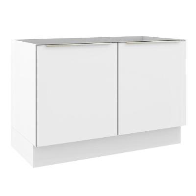 Balcão Gabinete De Pia 120 Cm 2 Portas Branco/Branco Veludo