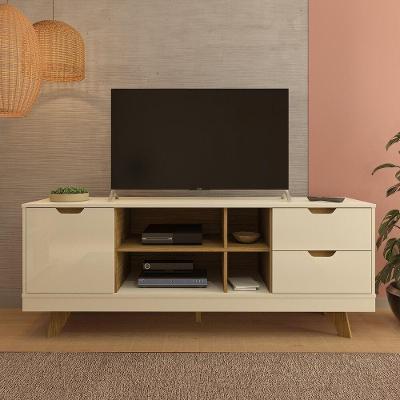 Rack Tv 65" 1 Porta E 2 Gavetas Multimóveis Cr45173 Off White/Carvalho Off White/Carvalho