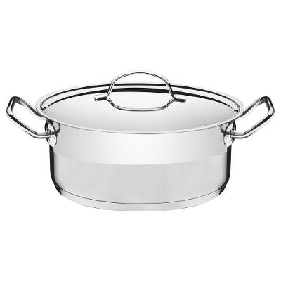 Panela Caçarola 30cm 8,9l Tramontina Professional Rasa Inox Fundo Triplo Tampa Plana Detalhe Satinad Tramontina