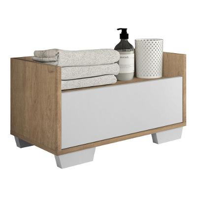 Gabinete Armário Banheiro 80Cm Multimóveis V5001 Rustic/Branco Rustic/Branco