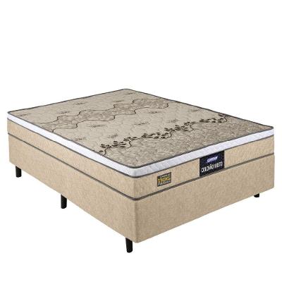 Cama Box Casal Colchão Espuma D33 Fort Gazin 138x188x59cm Suporta Até 150kg Por Pessoa Bege Branco