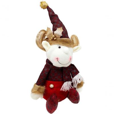 Decoração Boneco Rena Sentado Enfeite Tecido Natalino 40cm