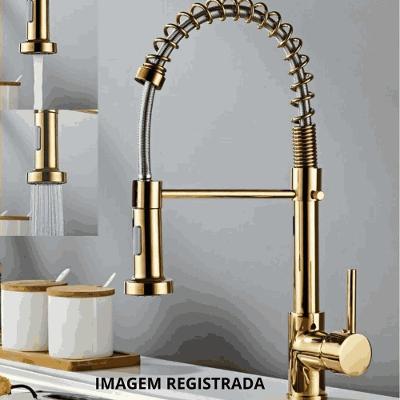 Torneira Cozinha Gourmet Inox Luxo Modelo:agua Fria Bancada Dourado