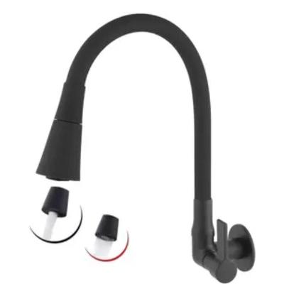 Torneira Gourmet Monocomando De Cozinha Tubo Bica Móvel Flexível De Mesa Arejador Modelo:parede-preta