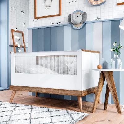 Berço Retrô Mini Cama 2 Em 1 Com Colchão Canção De Ninar Branco