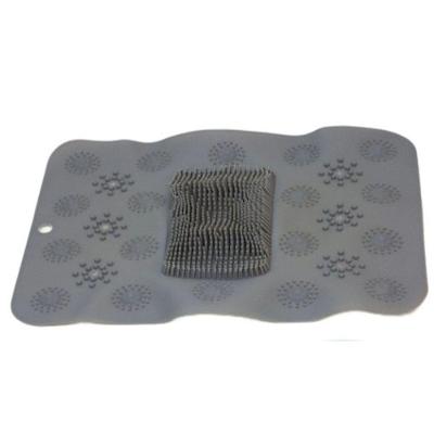 Tapete Silicone Redondo Antiderrapante Massageador Limpeza Pés Banho De Box Cor:cinza Quadrado