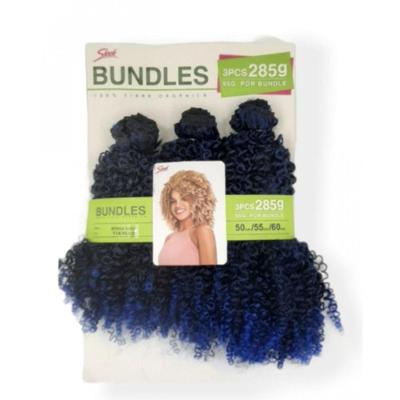 Cabelo Organico Goivo Black Cacheado Entrelace Alta Qualidade Bundles Original Cor:tib-blue