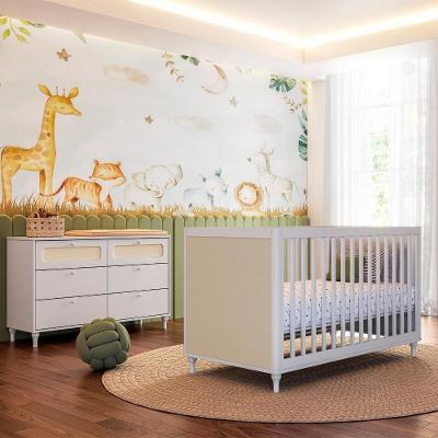Quarto Bebê Completo Berço E Cômoda Fofura Rattan Provençal Branco