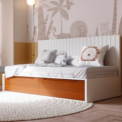Cama Infantil Com Gavetas E Encosto Sambalelê Prime Divicar Mel Branco
