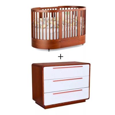Quarto Bebê Completo Com Berço E Cômoda Coleção Wave Divicar Mel Branco