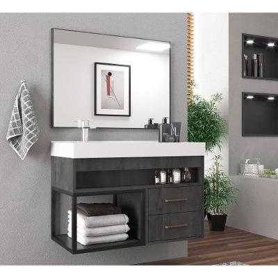 Gabinete Banheiro Com Cuba E Espelheira 80Cm Multimóveis Vcr10071 Carbono Carbono