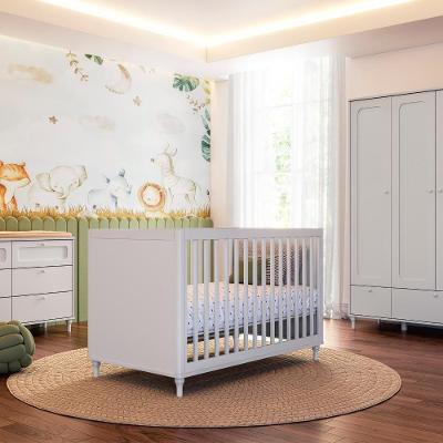 Quarto Bebê Completo Berço Cômoda E Guarda Roupa Fofura Branco