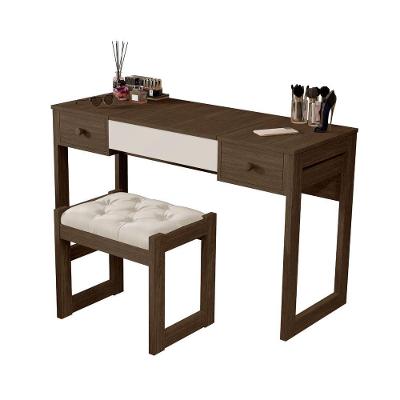 Escrivaninha Penteadeira Com Espelho E Banqueta Luanda Fenix Legno-off White